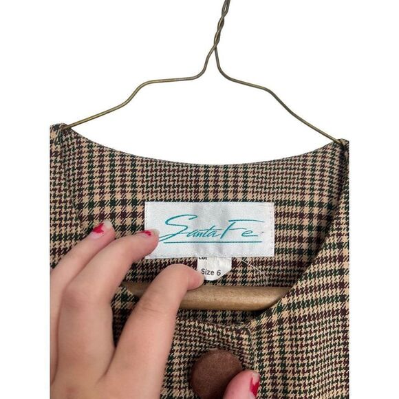 Vintage 80s Dress Wiggle Plaid Lined Career Vent Size 6 - Picture 2 of 6